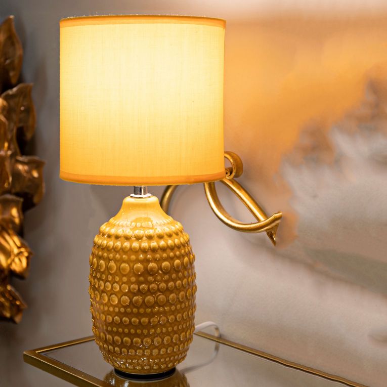Lampada da Tavolo Arancione Necessaria 1 Lampadina Attacco e14, Paralume - Bethel