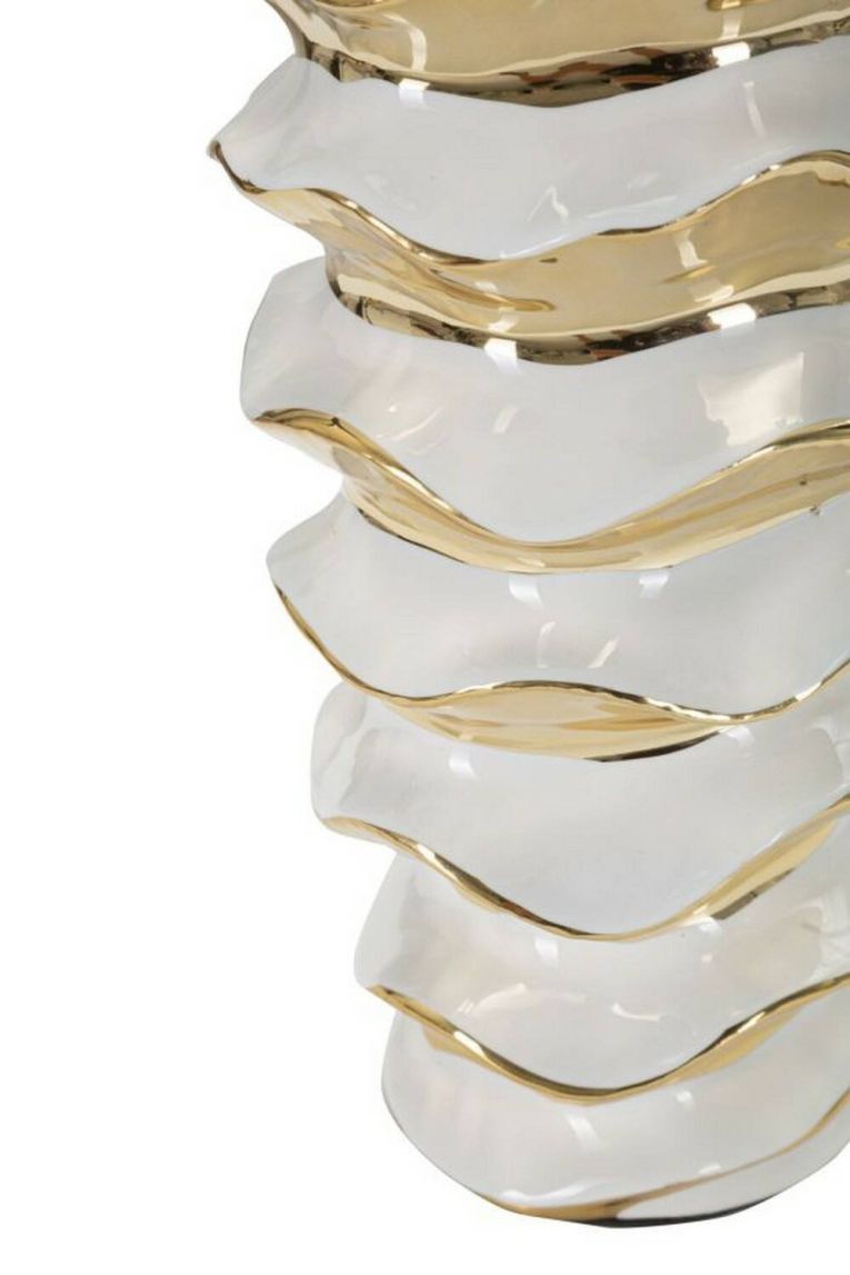 Lampada da tavolo Ashcan, 33x33 h53 cm, Bianco e Oro