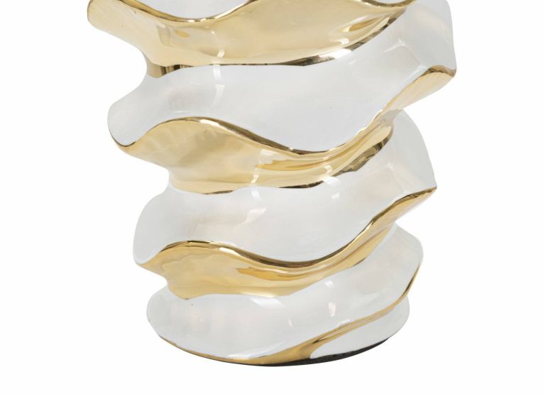Lampada da tavolo Ashcan, 33x33 h53 cm, Bianco e Oro
