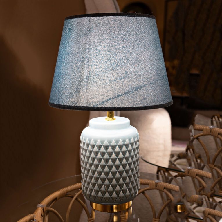 Lampada da Tavolo Azzurro Turchese oro Necessaria 1 Lampadina Attacco e27, Paralume - Cordov