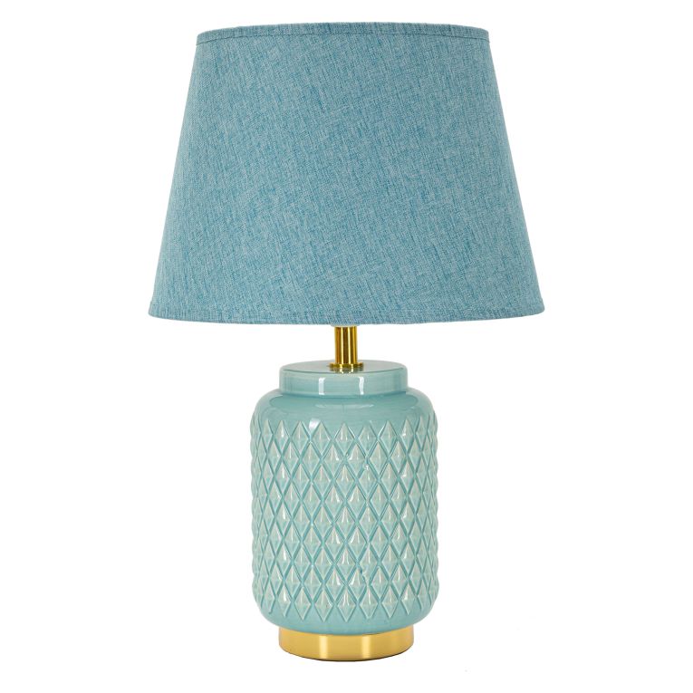 Lampada da Tavolo Azzurro Turchese oro Necessaria 1 Lampadina Attacco e27, Paralume - Cordov