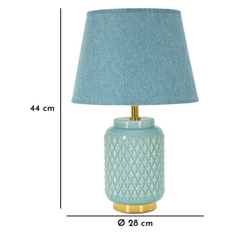 Lampada da Tavolo Azzurro Turchese oro Necessaria 1 Lampadina Attacco e27, Paralume - Cordov