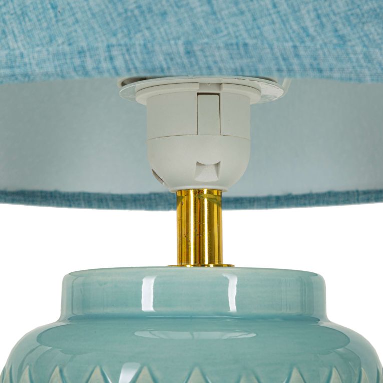 Lampada da Tavolo Azzurro Turchese oro Necessaria 1 Lampadina Attacco e27, Paralume - Cordov