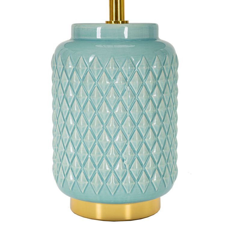 Lampada da Tavolo Azzurro Turchese oro Necessaria 1 Lampadina Attacco e27, Paralume - Cordov