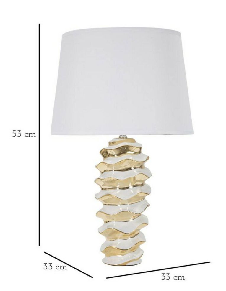 Lampada da tavolo Baressa, Luce da scrivania, Luminaria da ufficio, Lampada da lavoro, 33x33 h53 cm, Bianco e Oro