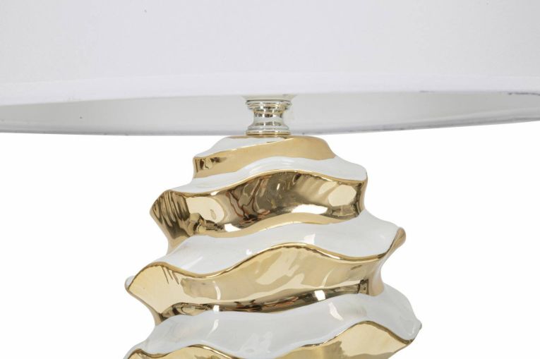 Lampada da tavolo Baressa, Luce da scrivania, Luminaria da ufficio, Lampada da lavoro, 33x33 h53 cm, Bianco e Oro