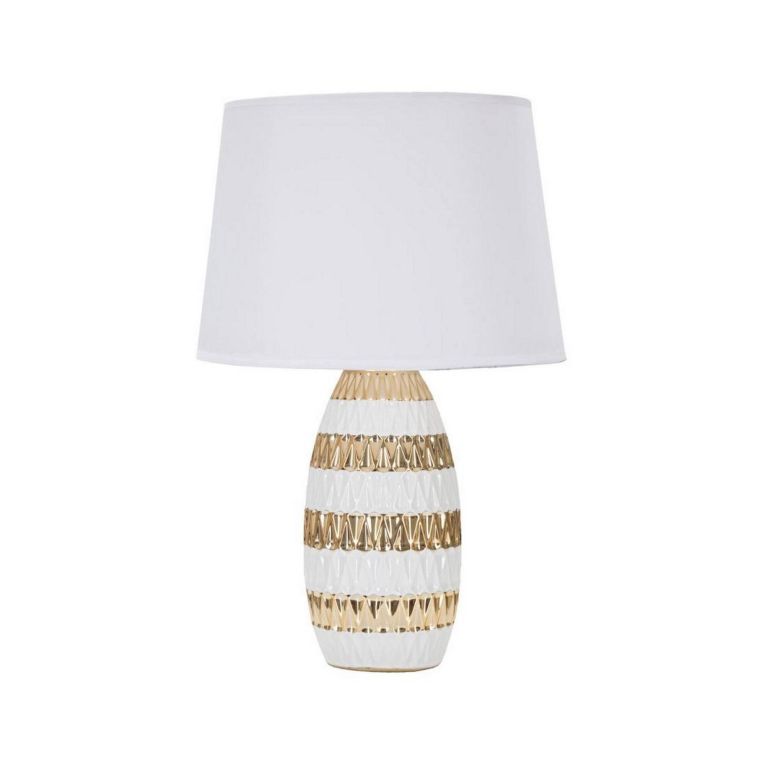Lampada da tavolo Barr, 33x33 h50 cm, Bianco e Oro