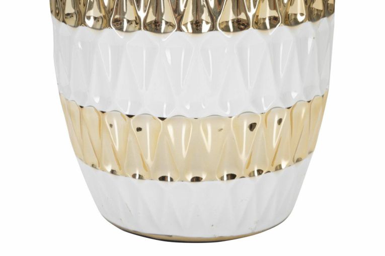 Lampada da tavolo Barr, 33x33 h50 cm, Bianco e Oro