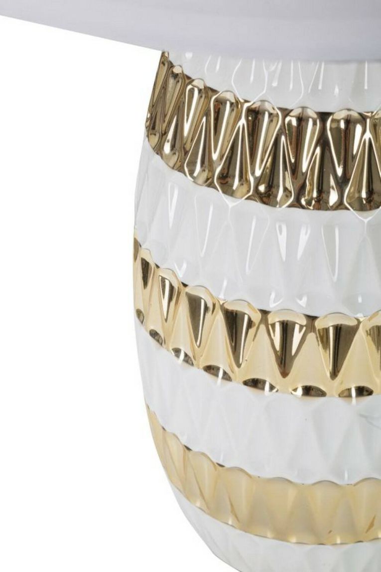 Lampada da tavolo Barr, 33x33 h50 cm, Bianco e Oro
