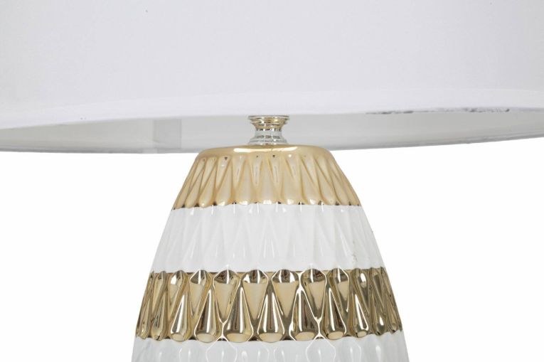 Lampada da tavolo Barr, 33x33 h50 cm, Bianco e Oro