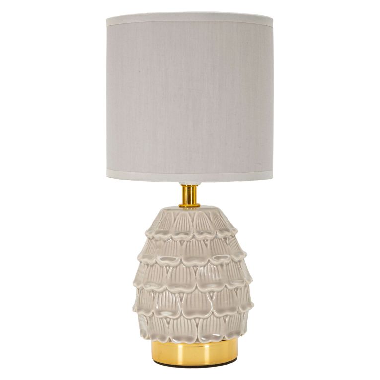 Lampada da Tavolo Beige oro Necessaria 1 Lampadina Attacco e14, Paralume - Talkee
