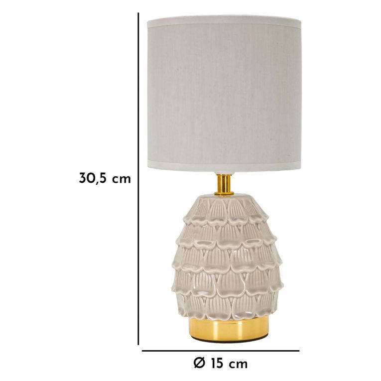 Lampada da Tavolo Beige oro Necessaria 1 Lampadina Attacco e14, Paralume - Talkee