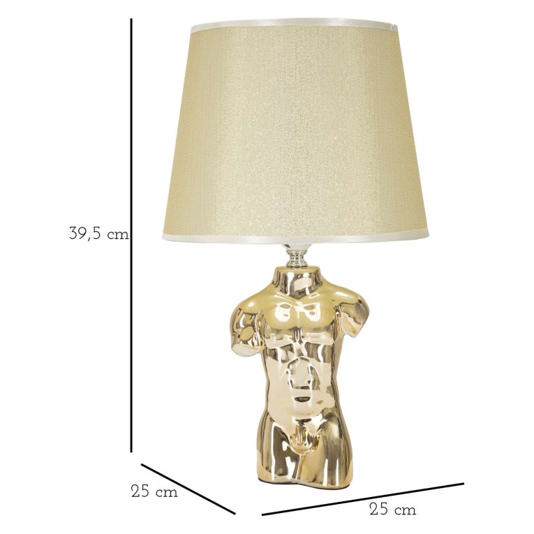 Lampada da Tavolo Beige oro Necessaria 1 Lampadina Attacco e27, Paralume - Bafala