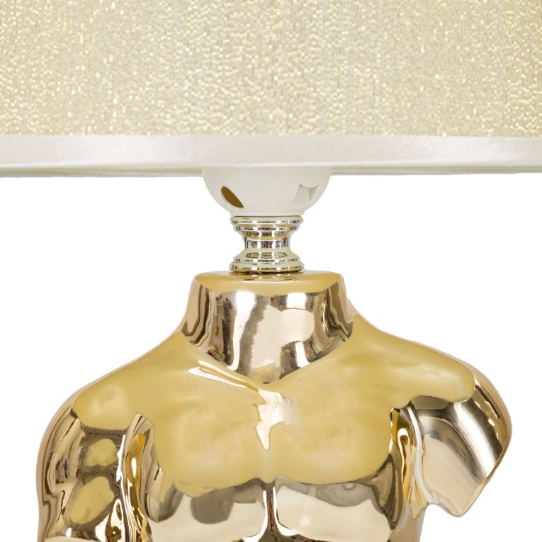 Lampada da Tavolo Beige oro Necessaria 1 Lampadina Attacco e27, Paralume - Bafala