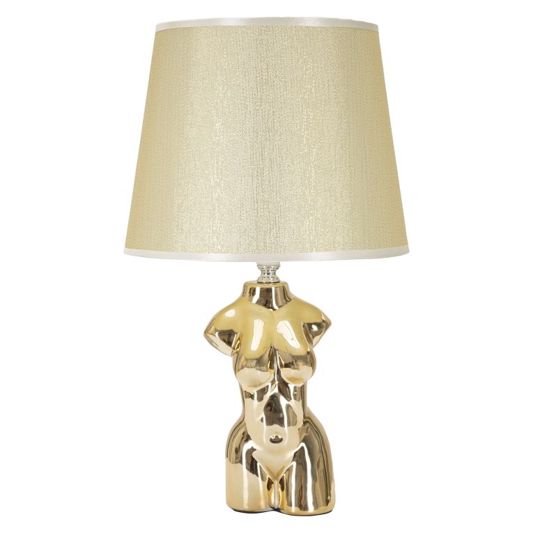 Lampada da Tavolo Beige oro Necessaria 1 Lampadina Attacco e27, Paralume - Bafapa