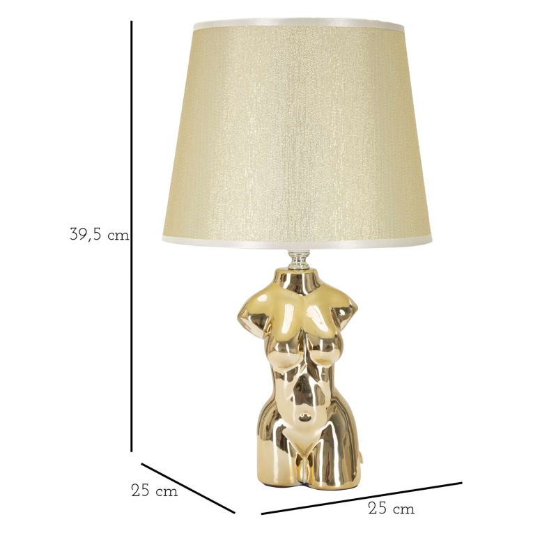 Lampada da Tavolo Beige oro Necessaria 1 Lampadina Attacco e27, Paralume - Bafapa