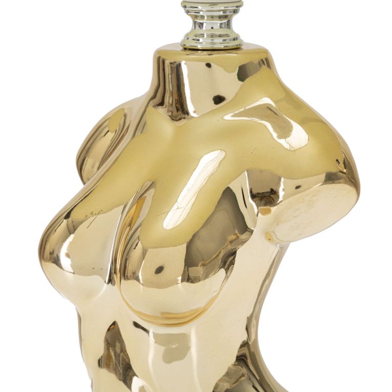 Lampada da Tavolo Beige oro Necessaria 1 Lampadina Attacco e27, Paralume - Bafapa