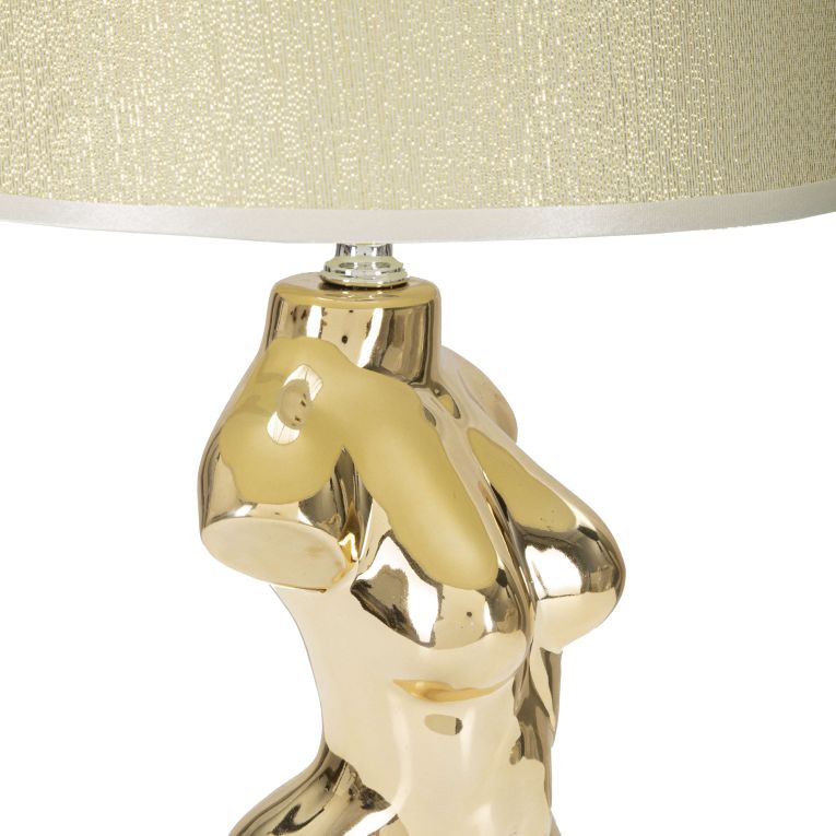 Lampada da Tavolo Beige oro Necessaria 1 Lampadina Attacco e27, Paralume - Bafapa