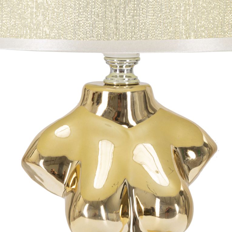 Lampada da Tavolo Beige oro Necessaria 1 Lampadina Attacco e27, Paralume - Bafapa