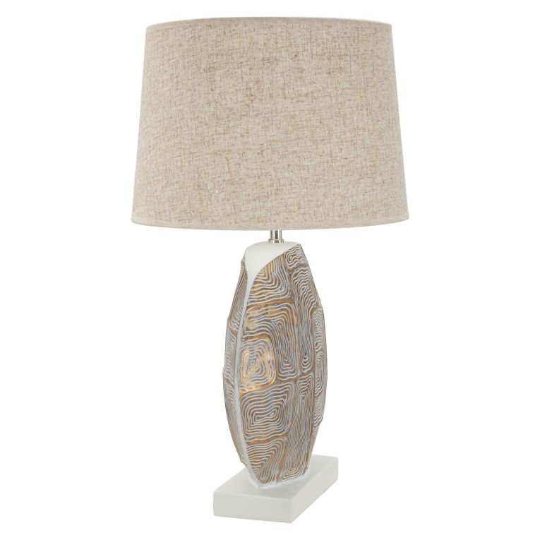 Lampada da Tavolo Beige oro Necessaria 1 Lampadina Attacco e27, Paralume - Fale
