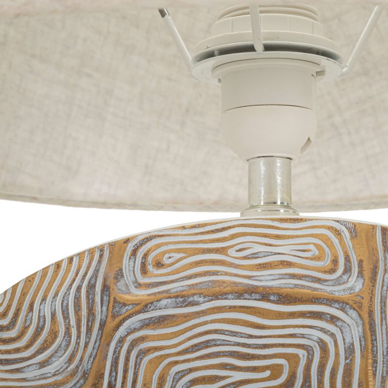 Lampada da Tavolo Beige oro Necessaria 1 Lampadina Attacco e27, Paralume - Fale