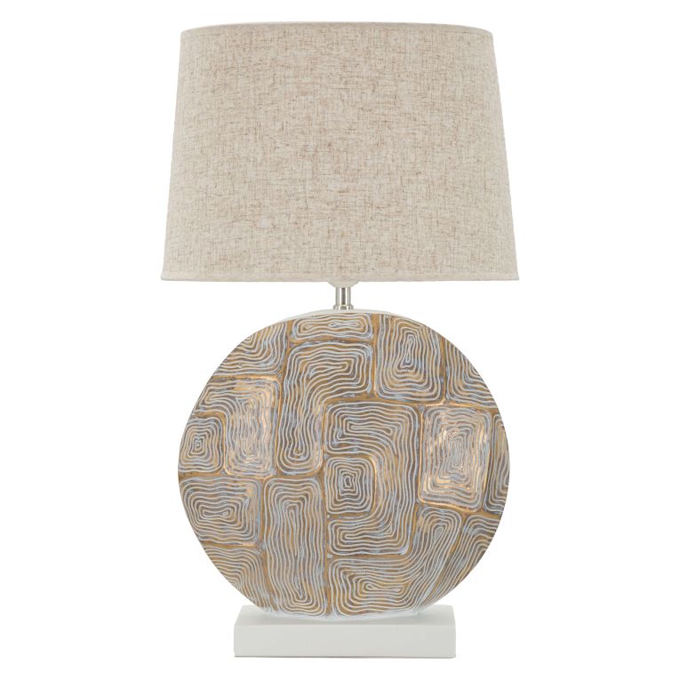 Lampada da Tavolo Beige oro Necessaria 1 Lampadina Attacco e27, Paralume - Fale