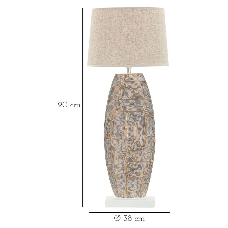 Lampada da Tavolo Beige oro Necessaria 1 Lampadina Attacco e27, Paralume - Falekaza