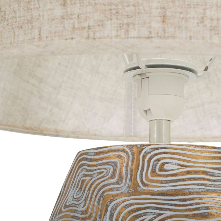 Lampada da Tavolo Beige oro Necessaria 1 Lampadina Attacco e27, Paralume - Falekaza