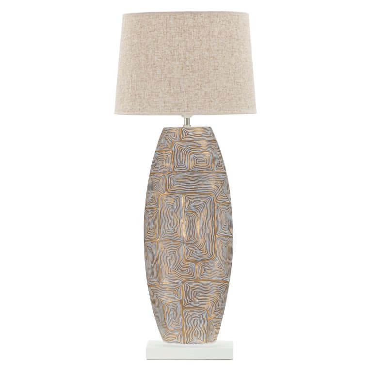 Lampada da Tavolo Beige oro Necessaria 1 Lampadina Attacco e27, Paralume - Falekaza