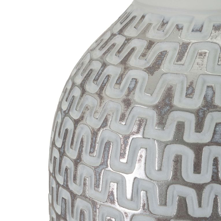 Lampada da Tavolo Bianco Argento Necessaria 1 Lampadina Attacco e27, Paralume - Balosemo