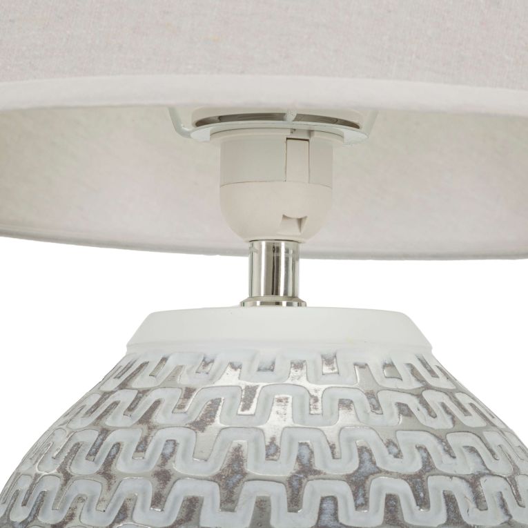 Lampada da Tavolo Bianco Argento Necessaria 1 Lampadina Attacco e27, Paralume - Balosemo