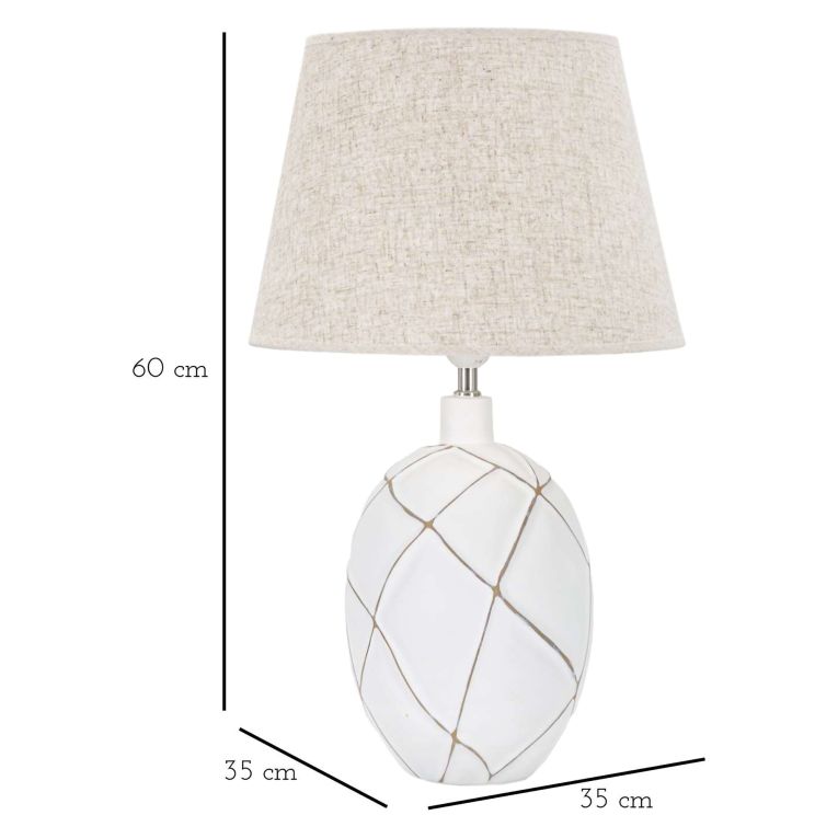 Lampada da Tavolo Bianco Beige Necessaria 1 Lampadina Attacco e27, Paralume - Baha