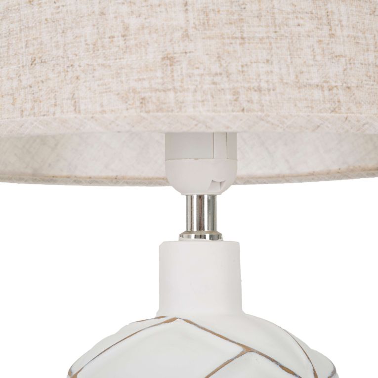 Lampada da Tavolo Bianco Beige Necessaria 1 Lampadina Attacco e27, Paralume - Baha