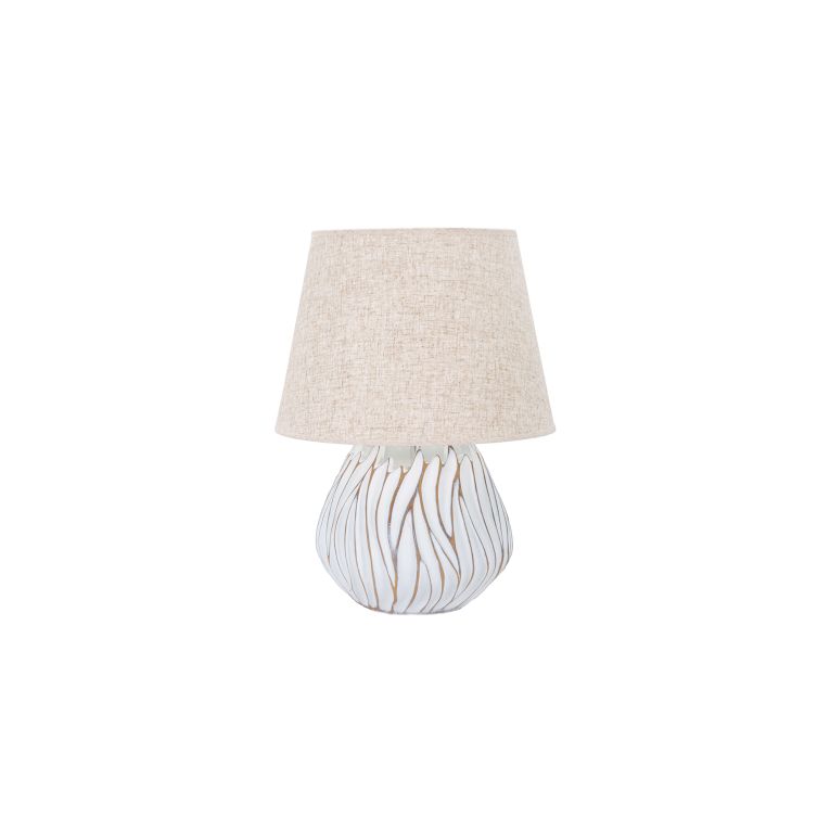 Lampada da Tavolo Bianco Beige Necessaria 1 Lampadina Attacco e27, Paralume - Baka