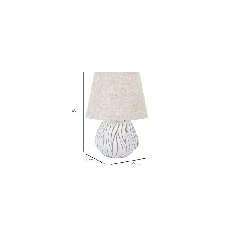 Lampada da Tavolo Bianco Beige Necessaria 1 Lampadina Attacco e27, Paralume - Baka