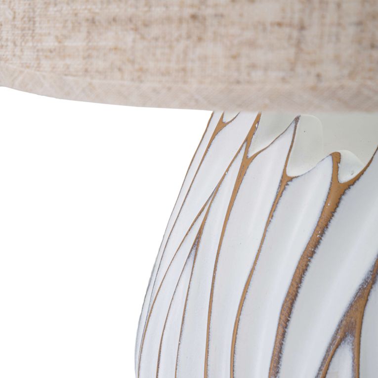Lampada da Tavolo Bianco Beige Necessaria 1 Lampadina Attacco e27, Paralume - Baka