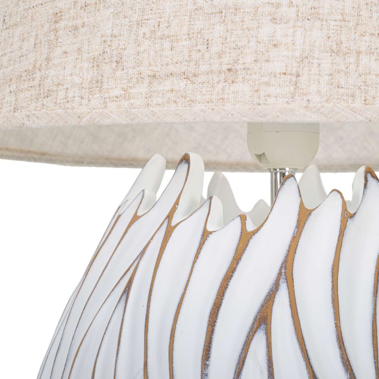 Lampada da Tavolo Bianco Beige Necessaria 1 Lampadina Attacco e27, Paralume - Baka