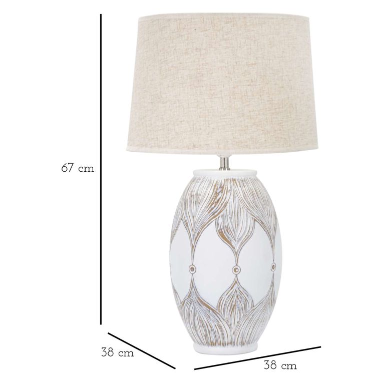Lampada da Tavolo Bianco Beige Necessaria 1 Lampadina Attacco e27, Paralume - Batabaga