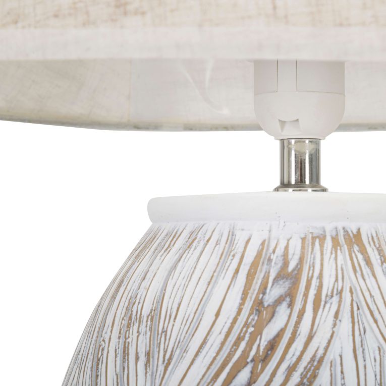 Lampada da Tavolo Bianco Beige Necessaria 1 Lampadina Attacco e27, Paralume - Batabaga