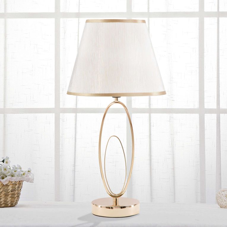 Lampada da Tavolo Bianco Crema oro Necessaria 1 Lampadina Attacco e27, Paralume - Kars