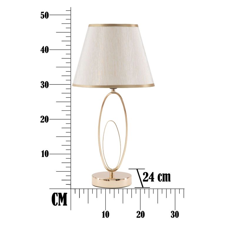 Lampada da Tavolo Bianco Crema oro Necessaria 1 Lampadina Attacco e27, Paralume - Kars