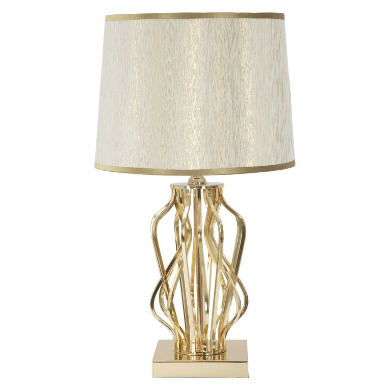 Lampada da Tavolo Bianco Crema oro Necessaria 1 Lampadina Attacco e27, Paralume - Sigiri