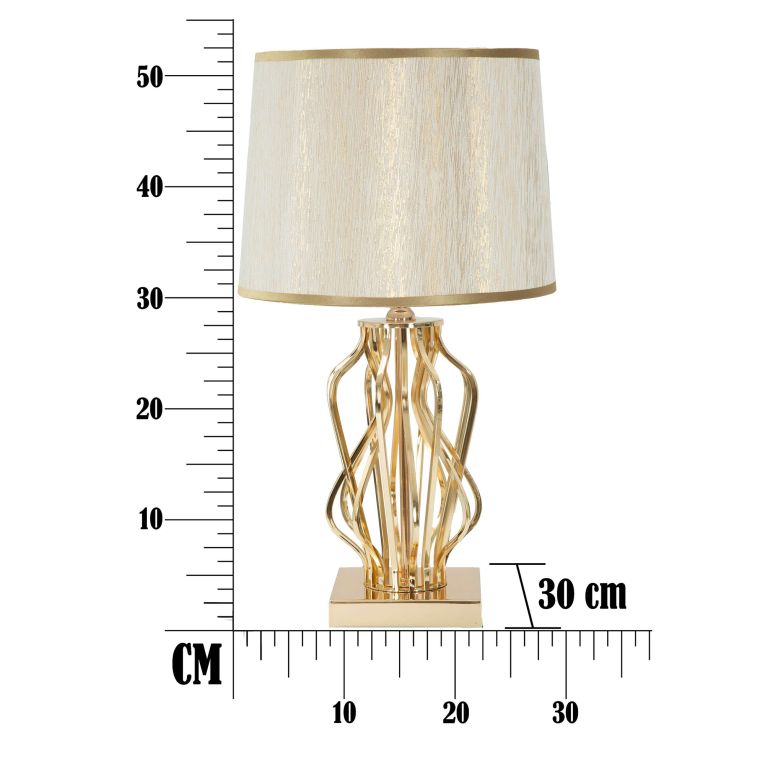Lampada da Tavolo Bianco Crema oro Necessaria 1 Lampadina Attacco e27, Paralume - Sigiri