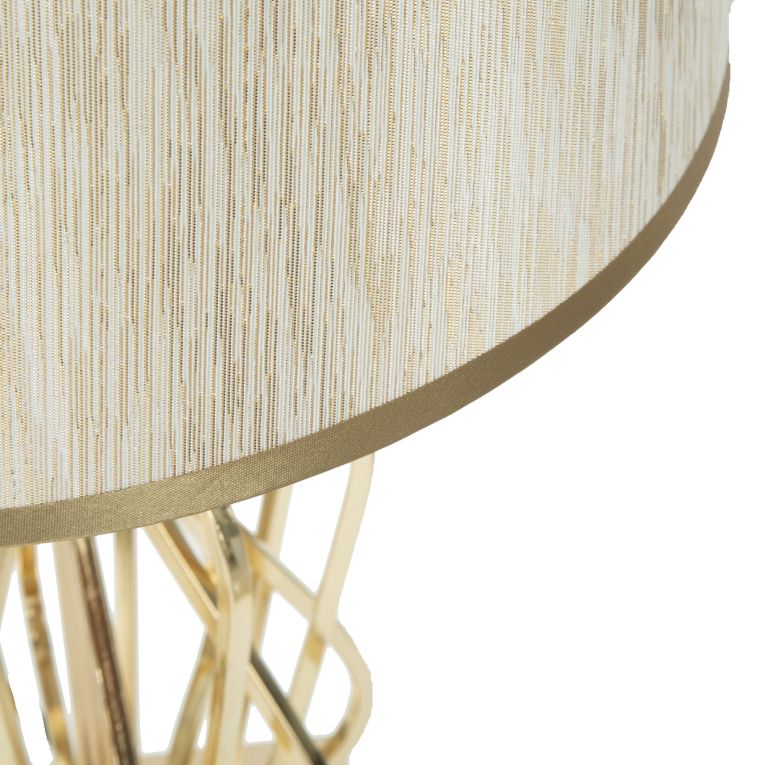 Lampada da Tavolo Bianco Crema oro Necessaria 1 Lampadina Attacco e27, Paralume - Sigiri