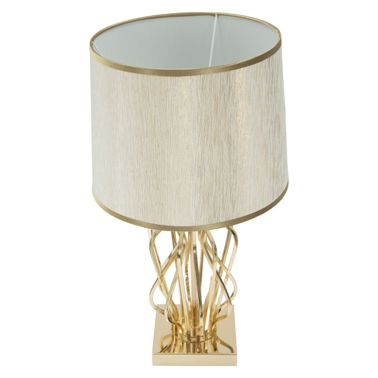 Lampada da Tavolo Bianco Crema oro Necessaria 1 Lampadina Attacco e27, Paralume - Sigiri