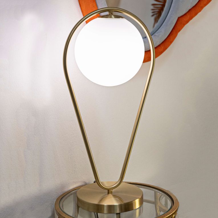 Lampada da Tavolo Bianco oro Necessaria 1 Lampadina Attacco e14, Interruttore Manuale - Basomo