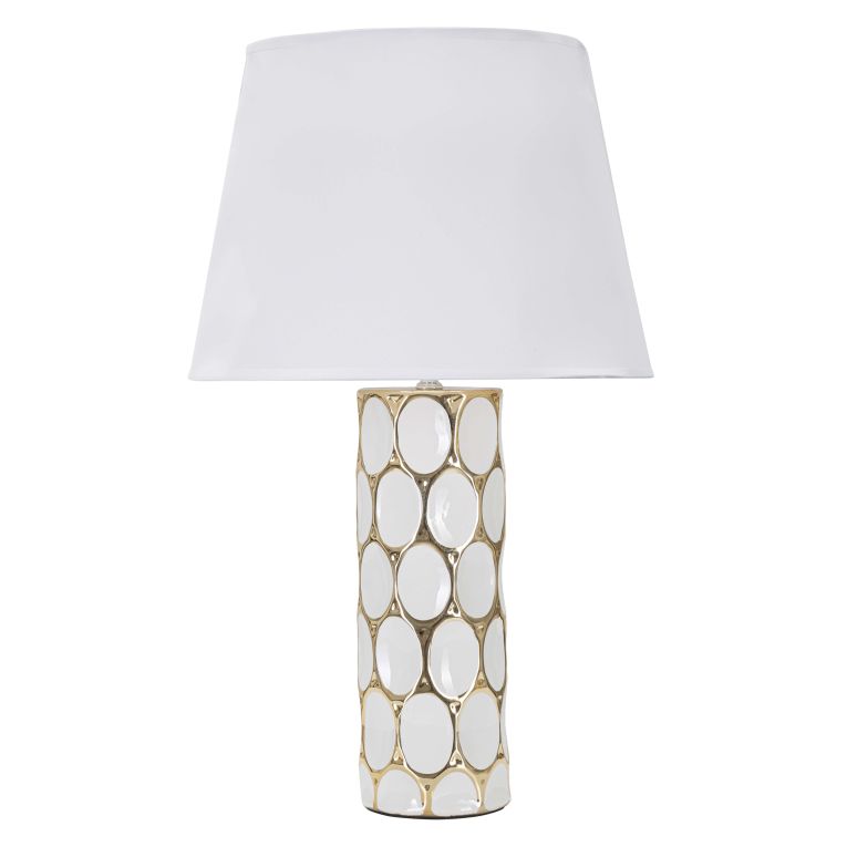 Lampada da Tavolo Bianco oro Necessaria 1 Lampadina Attacco e27, Paralume - Badani