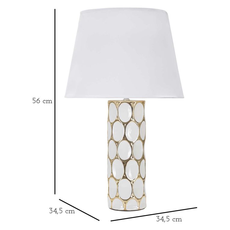 Lampada da Tavolo Bianco oro Necessaria 1 Lampadina Attacco e27, Paralume - Badani