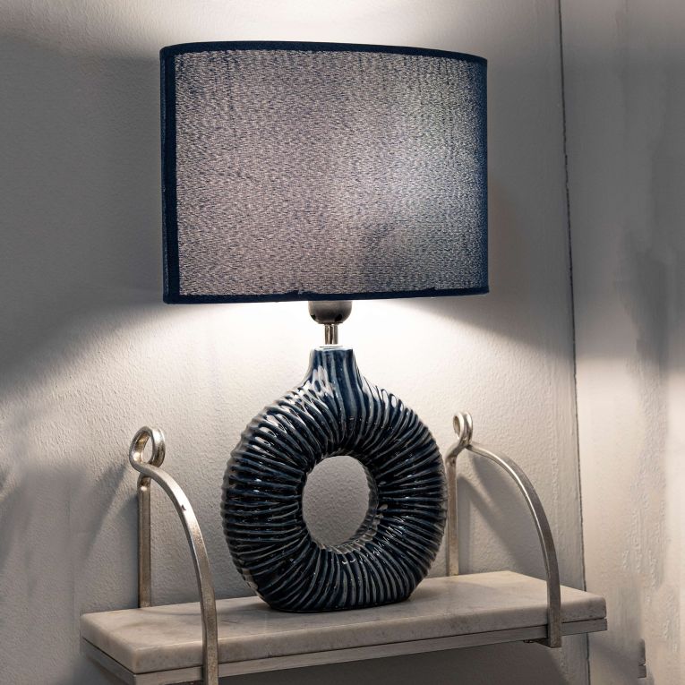 Lampada da Tavolo blu Necessaria 1 Lampadina Attacco e14, Paralume - Mirny