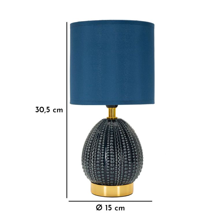 Lampada da Tavolo blu oro Necessaria 1 Lampadina Attacco e14, Paralume - Yakuta